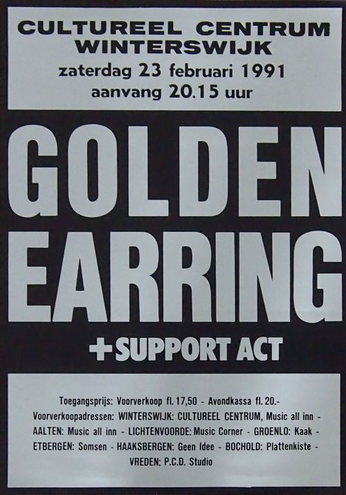 Golden Earring show poster February 23 1991 Winterswijk - Cultureel Centrum (Collection Edwin Knip)